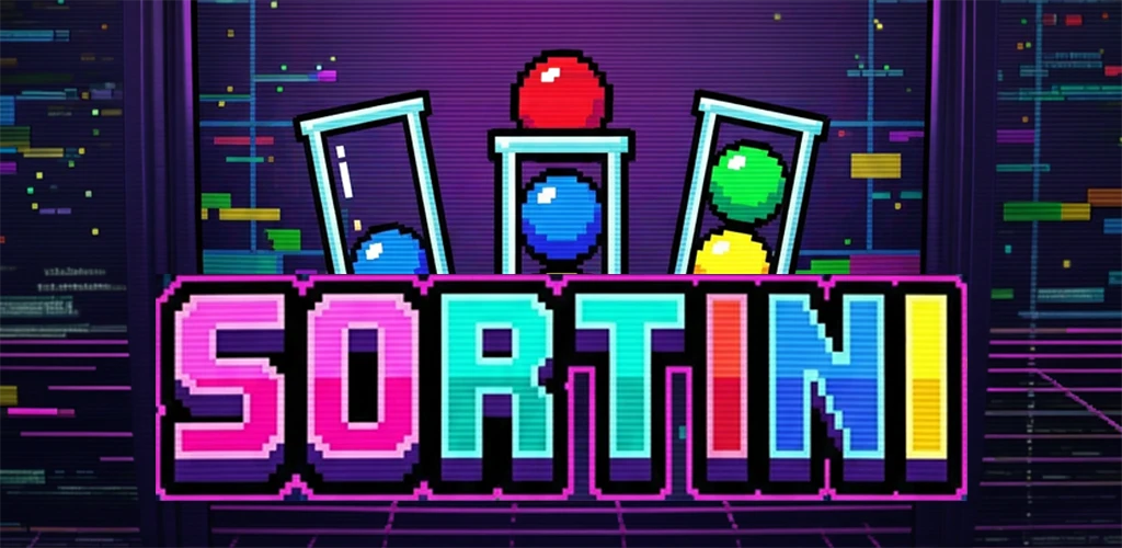 소르티니 (Sortini) 키 아트 — 색색의 공이 담긴 튜브 세 개와 SORTINI 로고